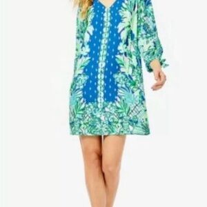Lilly Pulitzer Vibrant Blue and Green Long Sleeve Dress